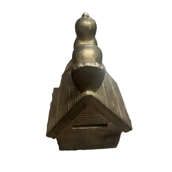 Snoopy Dog House Metal Piggy Bank 1958 Complete Comic Silverplate Schulz Peanuts - Picture 5 of 6